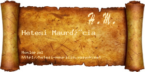 Hetesi Maurícia névjegykártya